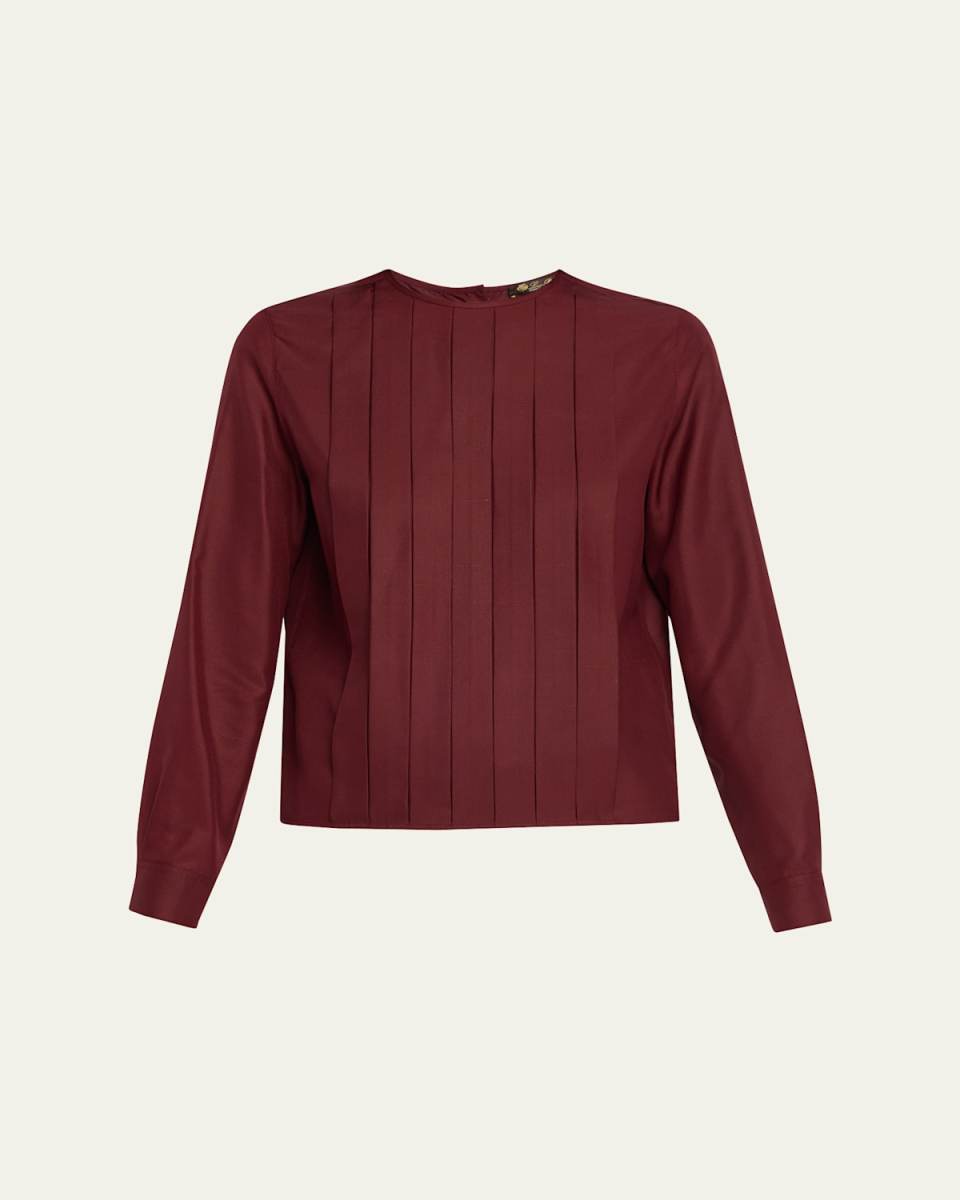 Rossana Pleated Light Shantung Silk Shirt